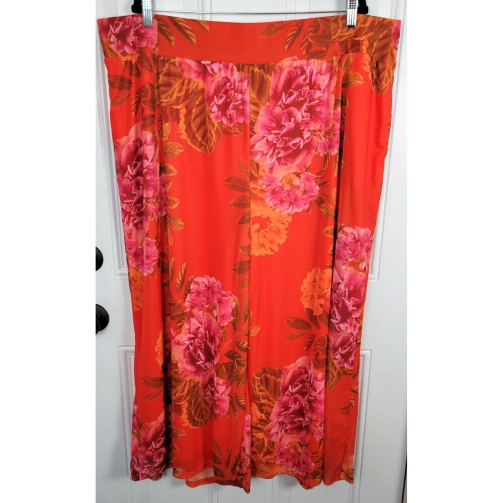G by Giuliana Plus Size Wide Leg Floral Ankle Pants Size 3X Vacation Cruise